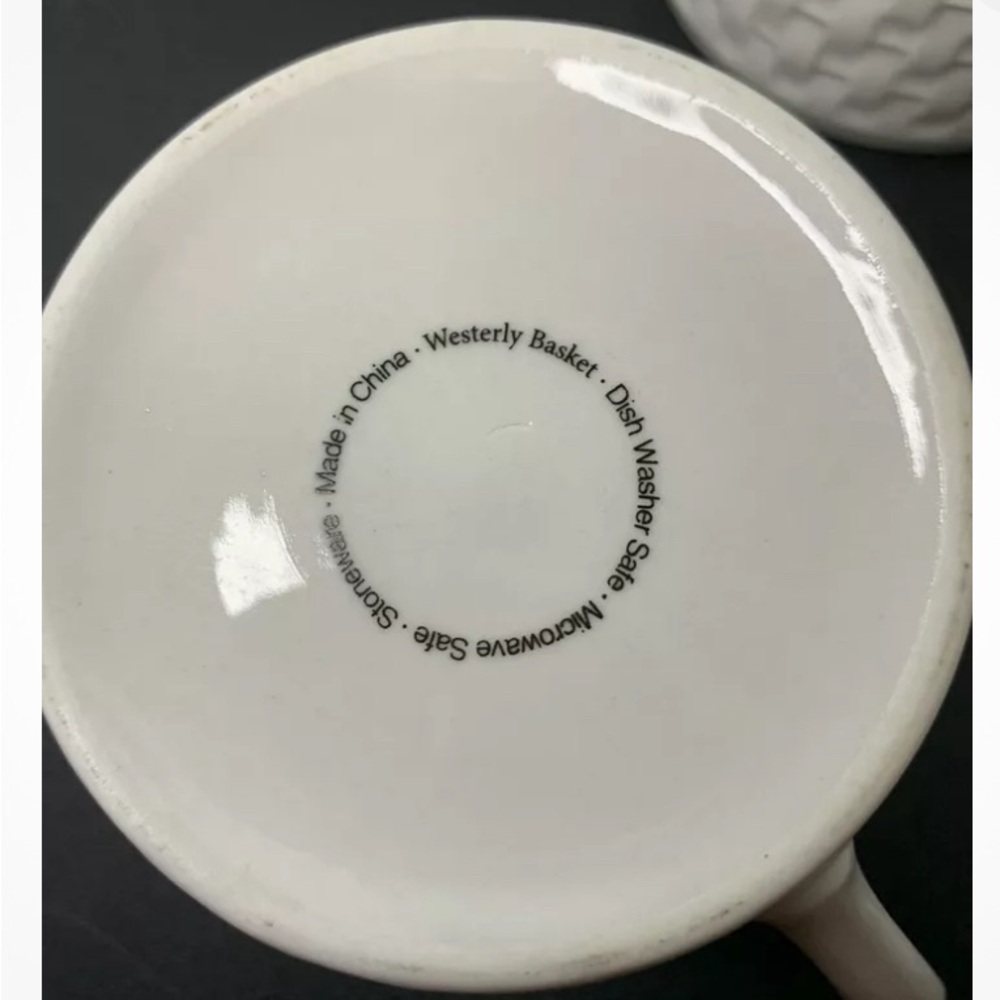 ONEIDA Westerly Basket Weave Demitasse Mugs Woven White Wicker 6 Cups, NIB - Picture 4 of 7